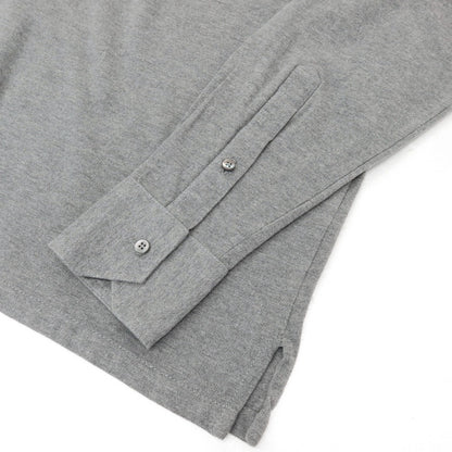 【中古】ジーゼニア Z Zegna 鹿の子調コットン ボタンダウンワンピースカラー 長袖ポロシャツ グレー【サイズM/50】【 状態ランクB 】【 メンズ 】