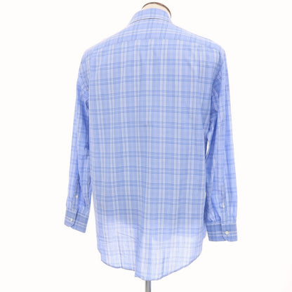 【中古】エルメネジルドゼニア Ermenegildo Zegna コットン チェック セミワイドカラー ドレスシャツ ブルーxホワイト【サイズ41】【 状態ランクC 】【 メンズ 】