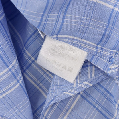 【中古】エルメネジルドゼニア Ermenegildo Zegna コットン チェック セミワイドカラー ドレスシャツ ブルーxホワイト【サイズ41】【 状態ランクC 】【 メンズ 】