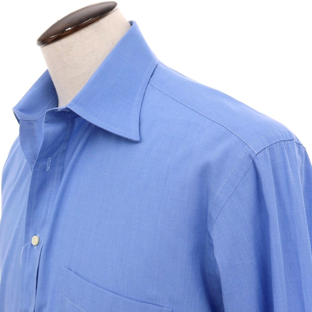 【中古】エルメネジルドゼニア Ermenegildo Zegna コットン レギュラーカラー ドレスシャツ ブルーxホワイト【サイズ41】【 状態ランクC 】【 メンズ 】