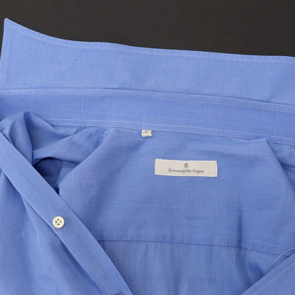 【中古】エルメネジルドゼニア Ermenegildo Zegna コットン レギュラーカラー ドレスシャツ ブルーxホワイト【サイズ41】【 状態ランクC 】【 メンズ 】