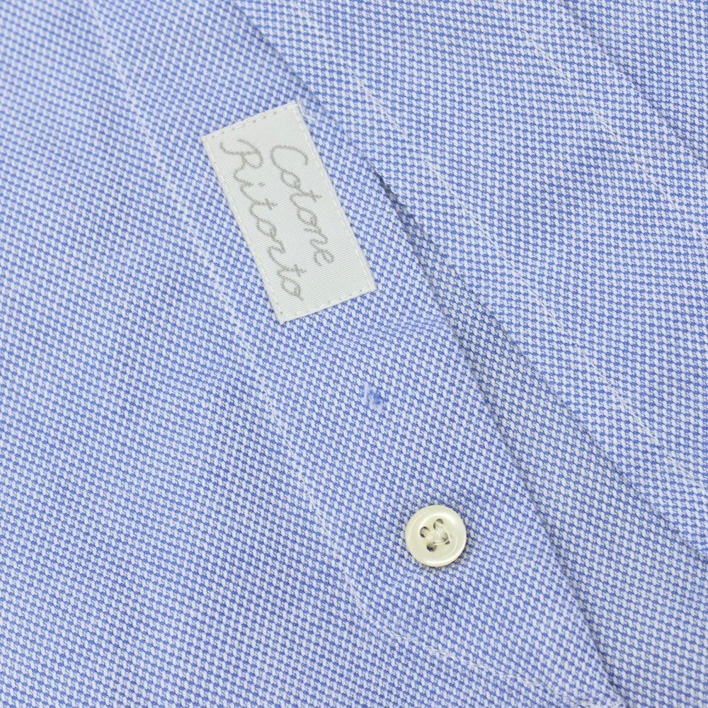 【中古】エルメネジルドゼニア Ermenegildo Zegna コットン ドゥエボットーニ レギュラーカラー ドレスシャツ ブルー【サイズ41】【 状態ランクC 】【 メンズ 】