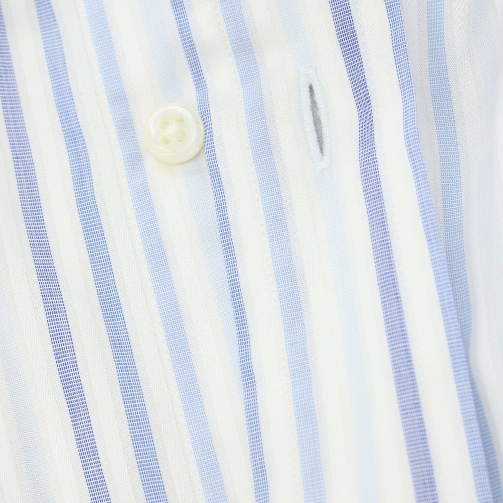 【中古】エルメネジルドゼニア Ermenegildo Zegna コットン ストライプ ボタンダウン ドレスシャツ ホワイトxブルー系【サイズ41】【 状態ランクC 】【 メンズ 】