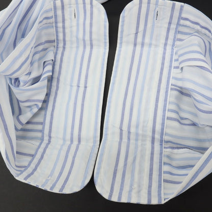 【中古】エルメネジルドゼニア Ermenegildo Zegna コットン ストライプ ボタンダウン ドレスシャツ ホワイトxブルー系【サイズ41】【 状態ランクC 】【 メンズ 】