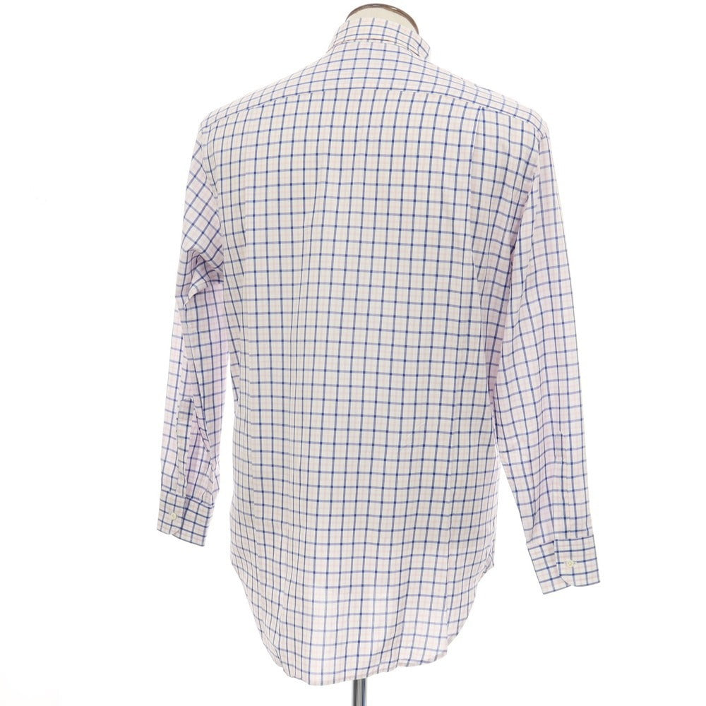 【中古】エルメネジルドゼニア Ermenegildo Zegna コットン チェック ボタンダウン ドレスシャツ ホワイトxピンク【サイズ41】【 状態ランクB 】【 メンズ 】