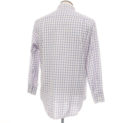 【中古】エルメネジルドゼニア Ermenegildo Zegna コットン チェック ボタンダウン ドレスシャツ ホワイトxピンク【サイズ41】【 状態ランクB 】【 メンズ 】