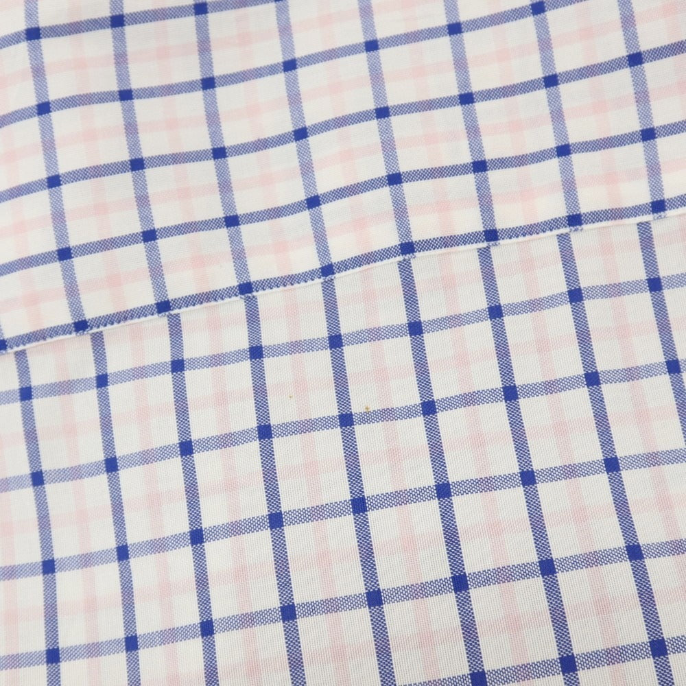 【中古】エルメネジルドゼニア Ermenegildo Zegna コットン チェック ボタンダウン ドレスシャツ ホワイトxピンク【サイズ41】【 状態ランクB 】【 メンズ 】