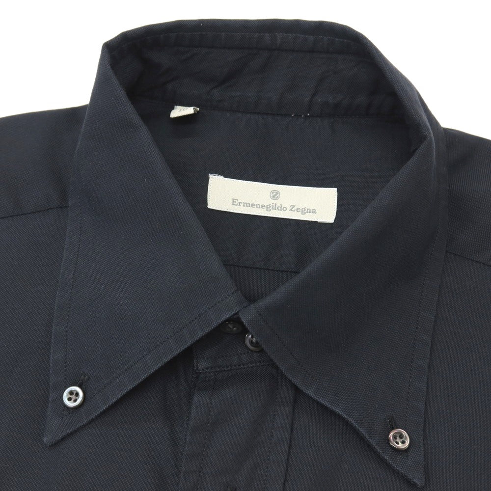 【中古】エルメネジルドゼニア Ermenegildo Zegna コットン ドゥエボットーニ ボタンダウン ドレスシャツ ダークネイビー【サイズ41】【 状態ランクC 】【 メンズ 】