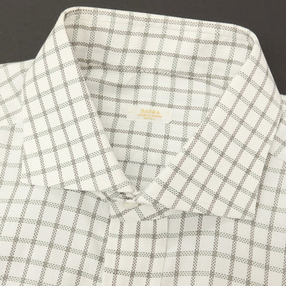 【中古】バルバ BARBA コットン チェック ワイドカラー ドレスシャツ ホワイトxカーキ【サイズ41】【 状態ランクC 】【 メンズ 】