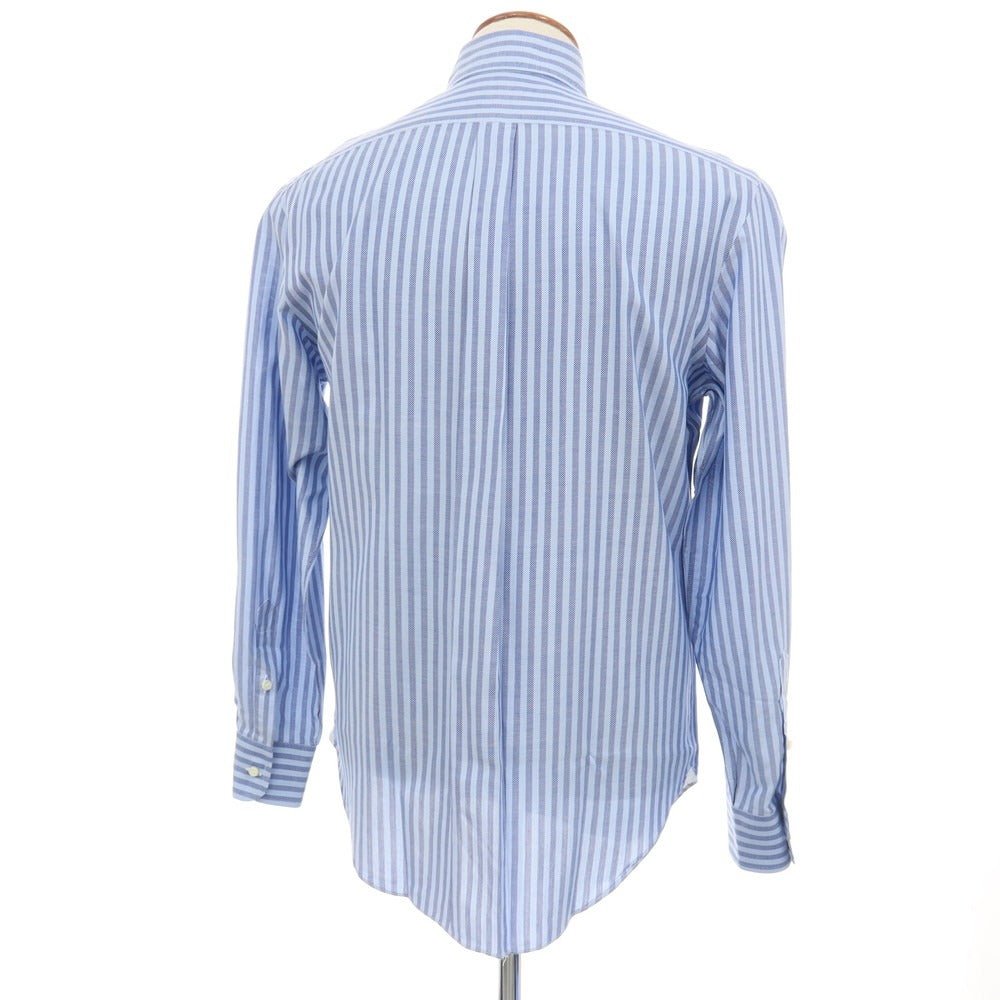 【中古】バルバ BARBA コットン ストライプ ボタンダウン ドレスシャツ ブルーxネイビー【サイズ40】【 状態ランクC 】【 メンズ 】
