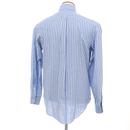 【中古】バルバ BARBA コットン ストライプ ボタンダウン ドレスシャツ ブルーxネイビー【サイズ40】【 状態ランクC 】【 メンズ 】
