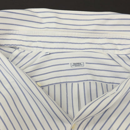 【中古】バルバ BARBA コットン ストライプ ドゥエボットーニ ボタンダウン ドレスシャツ ホワイトxネイビー【サイズ40】【 状態ランクC 】【 メンズ 】