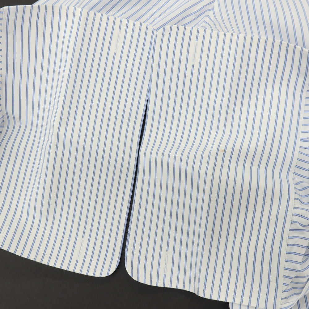 【中古】バルバ BARBA BARNEYS NEW YORK別注 コットン ストライプ ダブルカフス セミワイドカラー ドレスシャツ ホワイトxブルー【サイズ41】【 状態ランクC 】【 メンズ 】