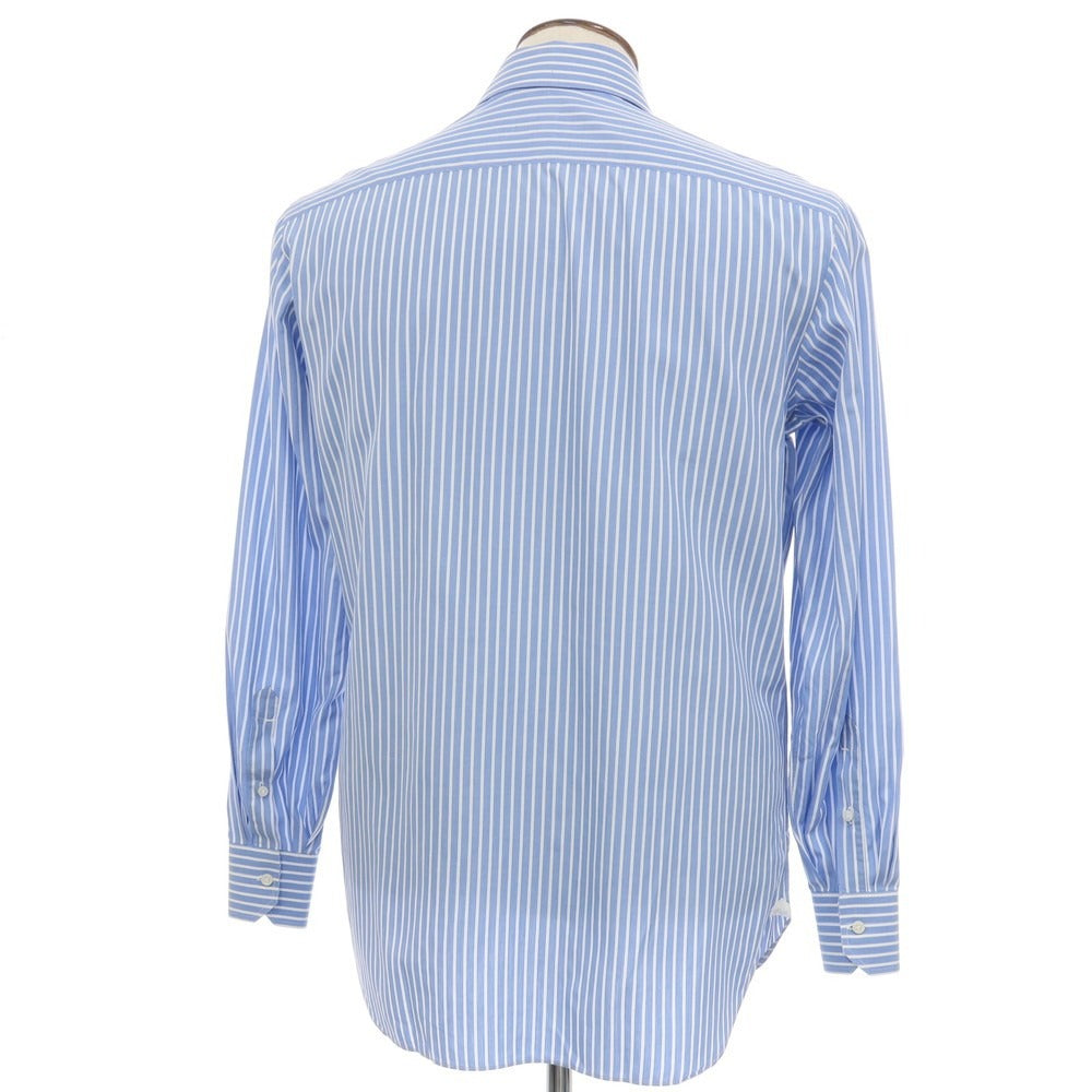 【中古】ルイジ ボレッリ Luigi Borrelli BARNEYS NEW YORK別注 コットン ストライプ セミワイドカラー ドレスシャツ ブルーxホワイト【サイズ41】【 状態ランクC 】【 メンズ 】
