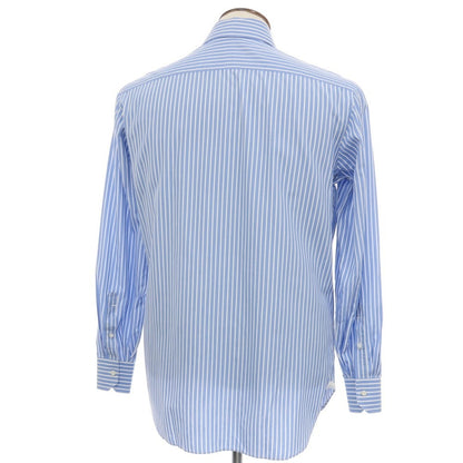 【中古】ルイジ ボレッリ Luigi Borrelli BARNEYS NEW YORK別注 コットン ストライプ セミワイドカラー ドレスシャツ ブルーxホワイト【サイズ41】【 状態ランクC 】【 メンズ 】