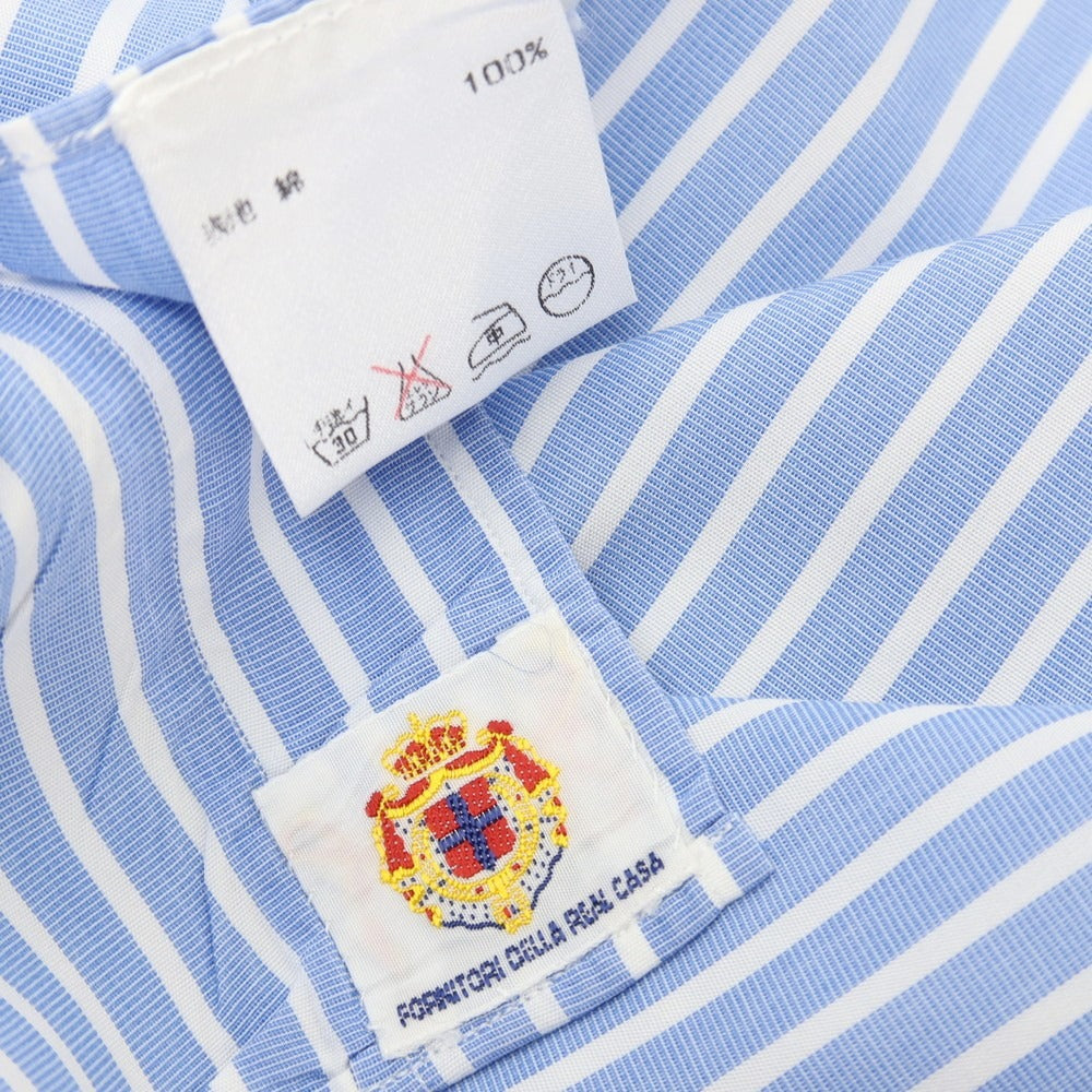 【中古】ルイジ ボレッリ Luigi Borrelli BARNEYS NEW YORK別注 コットン ストライプ セミワイドカラー ドレスシャツ ブルーxホワイト【サイズ41】【 状態ランクC 】【 メンズ 】