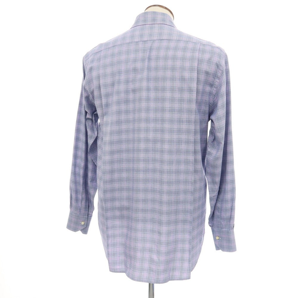 【中古】エトロ ETRO コットン チェック セミワイドカラー カジュアルシャツ ネイビーxピンク【サイズ41】【 状態ランクB 】【 メンズ 】
