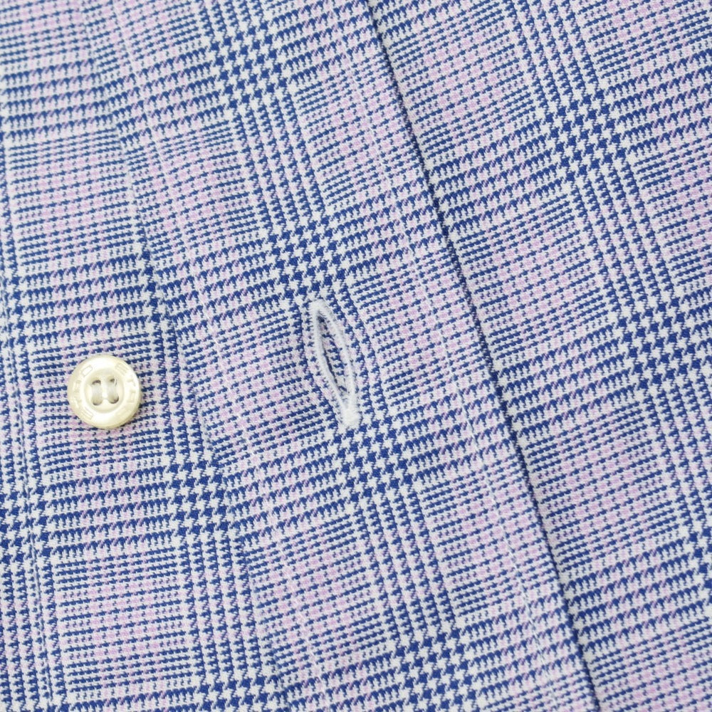 【中古】エトロ ETRO コットン チェック セミワイドカラー カジュアルシャツ ネイビーxピンク【サイズ41】【 状態ランクB 】【 メンズ 】