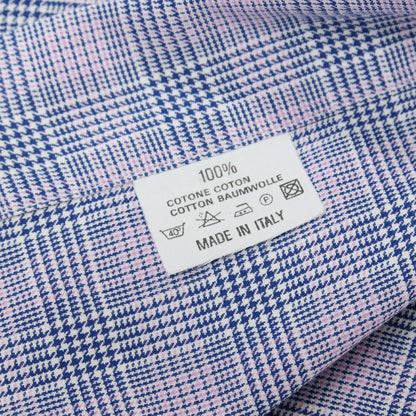 【中古】エトロ ETRO コットン チェック セミワイドカラー カジュアルシャツ ネイビーxピンク【サイズ41】【 状態ランクB 】【 メンズ 】