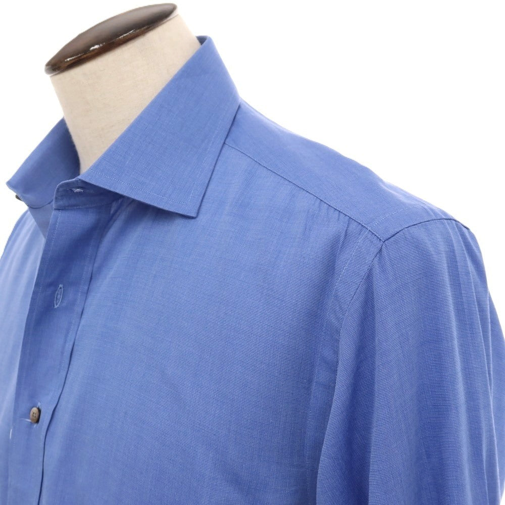 【中古】サルヴァトーレフェラガモ Salvatore Ferragamo コットン セミワイドカラー ドレスシャツ ブルー【サイズ16】【 状態ランクC 】【 メンズ 】
