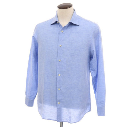 【中古】バナナリパブリック Banana Republic リネンコットン セミワイドカラー カジュアルシャツ ブルー【サイズL】【 状態ランクB 】【 メンズ 】