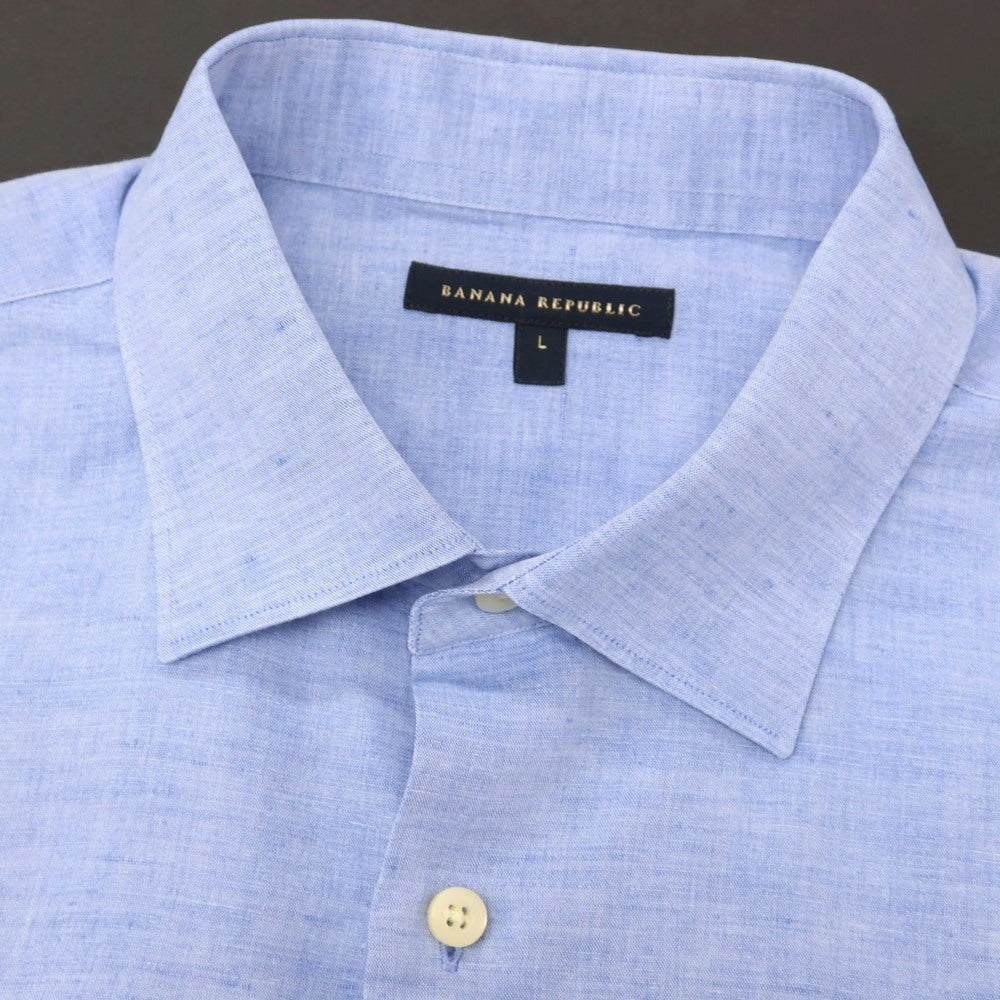 【中古】バナナリパブリック Banana Republic リネンコットン セミワイドカラー カジュアルシャツ ブルー【サイズL】【 状態ランクB 】【 メンズ 】