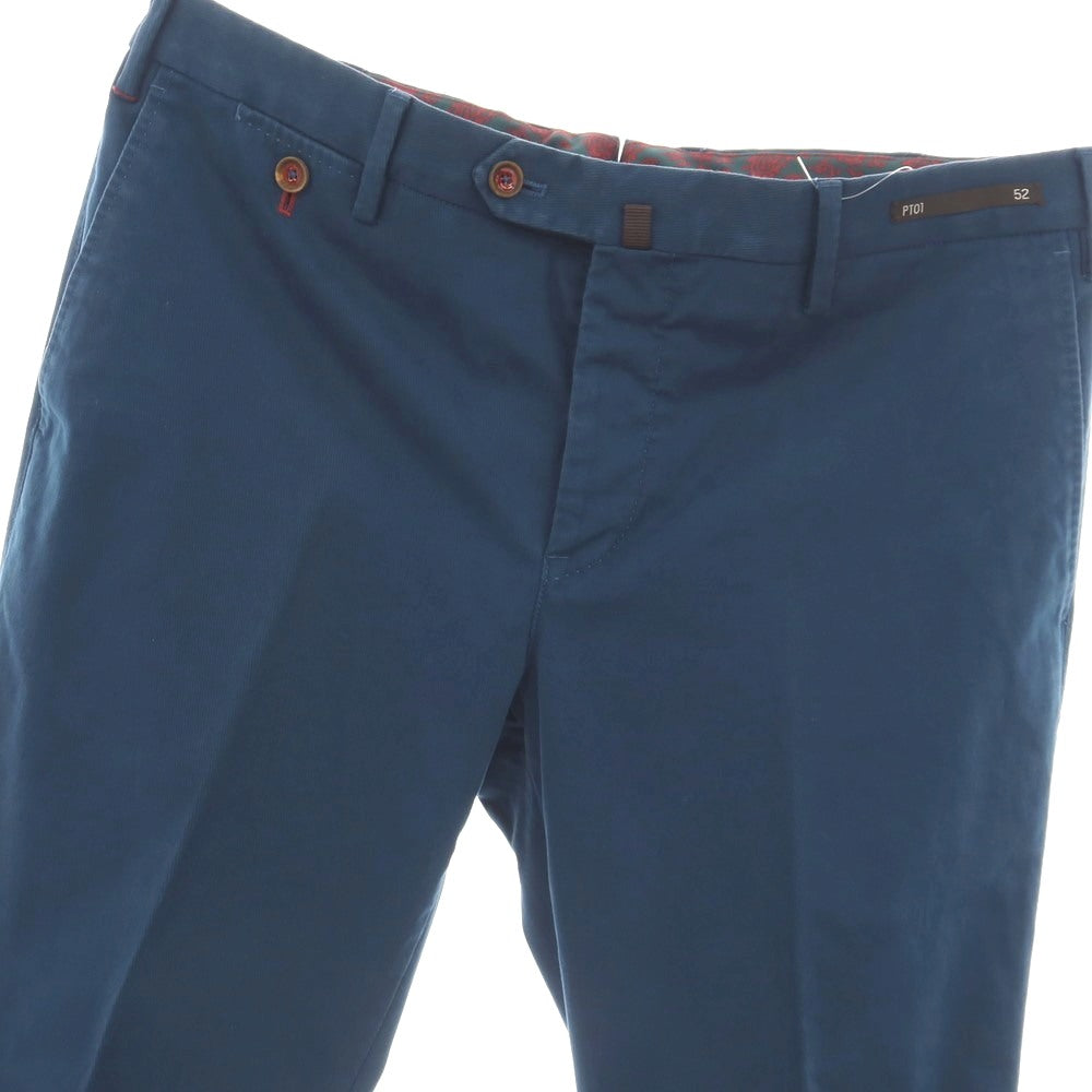 【中古】ピーティーゼロウーノ PT01 Paisley Chino ストレッチ コットン カジュアルスラックスパンツ ダックブルー【サイズ52】【 状態ランクC 】【 メンズ 】