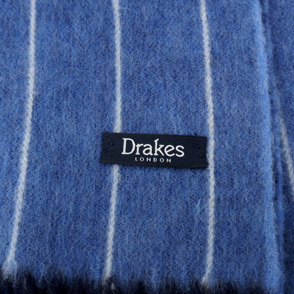 【中古】ドレイクス DRAKES ウール系 ストライプ マフラー ブルーxホワイト【 状態ランクB 】【 メンズ 】