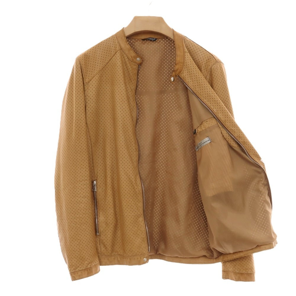 【中古】ダニエレアレッサンドリーニ DANIELE ALESSANDRINI GREY 羊革 シープ パンチング レザーブルゾン ベージュ【サイズ48】【 状態ランクB 】【 メンズ 】