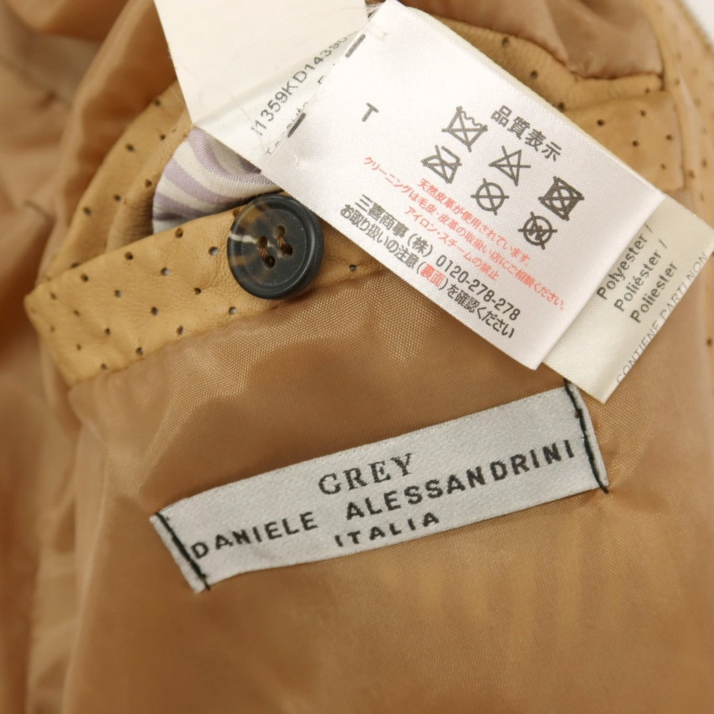 【中古】ダニエレアレッサンドリーニ DANIELE ALESSANDRINI GREY 羊革 シープ パンチング レザーブルゾン ベージュ【サイズ48】【 状態ランクB 】【 メンズ 】