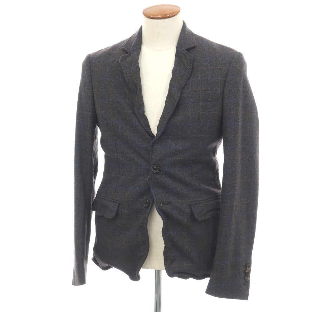 【中古】ディースクエアード DSQUARED2 ウールナイロン チェック ワイヤー入り 2B カジュアルジャケット ダークグレーxブルー【サイズ46】【 状態ランクB 】【 メンズ 】