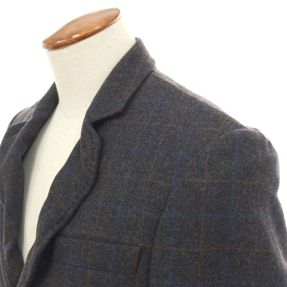 【中古】ディースクエアード DSQUARED2 ウールナイロン チェック ワイヤー入り 2B カジュアルジャケット ダークグレーxブルー【サイズ46】【 状態ランクB 】【 メンズ 】
