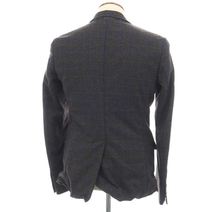 【中古】ディースクエアード DSQUARED2 ウールナイロン チェック ワイヤー入り 2B カジュアルジャケット ダークグレーxブルー【サイズ46】【 状態ランクB 】【 メンズ 】