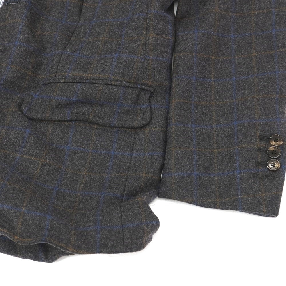 【中古】ディースクエアード DSQUARED2 ウールナイロン チェック ワイヤー入り 2B カジュアルジャケット ダークグレーxブルー【サイズ46】【 状態ランクB 】【 メンズ 】