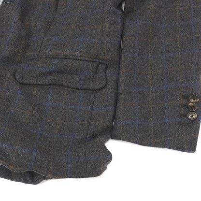 【中古】ディースクエアード DSQUARED2 ウールナイロン チェック ワイヤー入り 2B カジュアルジャケット ダークグレーxブルー【サイズ46】【 状態ランクB 】【 メンズ 】