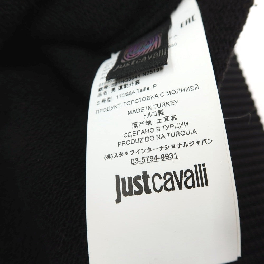 【中古】ジャストカヴァリ Just Cavalli ナイロンコットン エンボス加工ロゴ ジップアップ パーカー ブラック【サイズS】【 状態ランクB 】【 メンズ 】