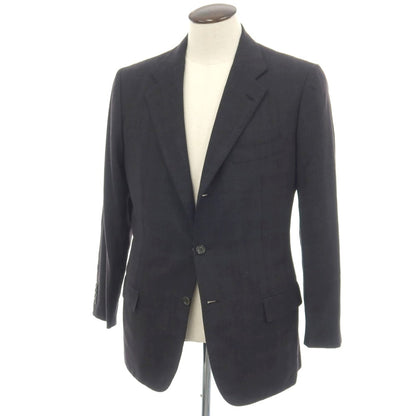 【中古】キートン Kiton SUPER150’S ウール チェック 3B テーラードジャケット チャコールグレーxブルー【サイズ50】【 状態ランクD 】【 メンズ 】
