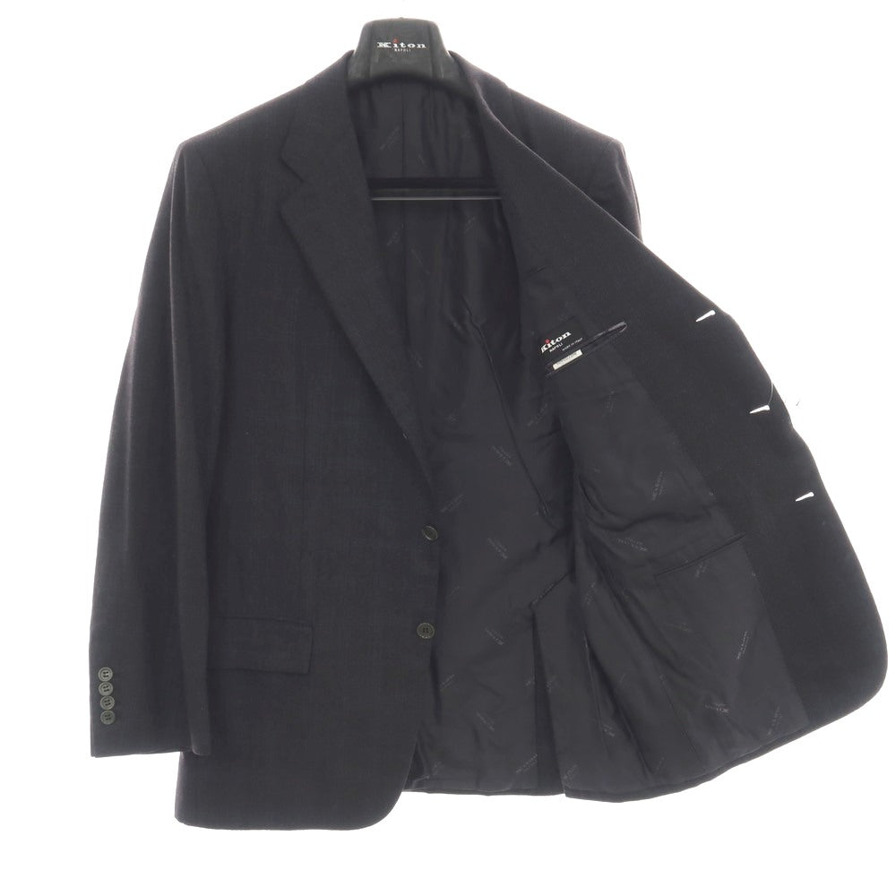 【中古】キートン Kiton SUPER150’S ウール チェック 3B テーラードジャケット チャコールグレーxブルー【サイズ50】【 状態ランクD 】【 メンズ 】