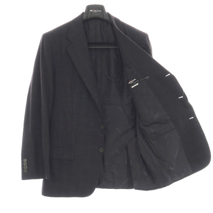 【中古】キートン Kiton SUPER150’S ウール チェック 3B テーラードジャケット チャコールグレーxブルー【サイズ50】【 状態ランクD 】【 メンズ 】