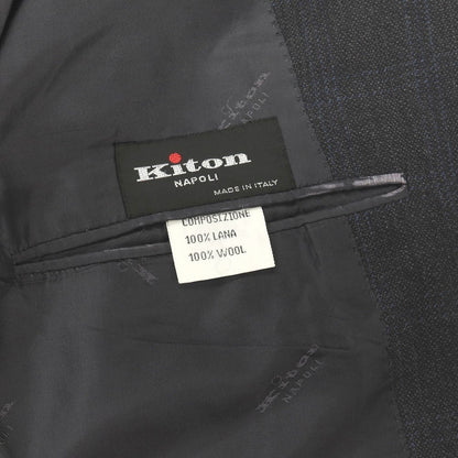 【中古】キートン Kiton SUPER150’S ウール チェック 3B テーラードジャケット チャコールグレーxブルー【サイズ50】【 状態ランクD 】【 メンズ 】