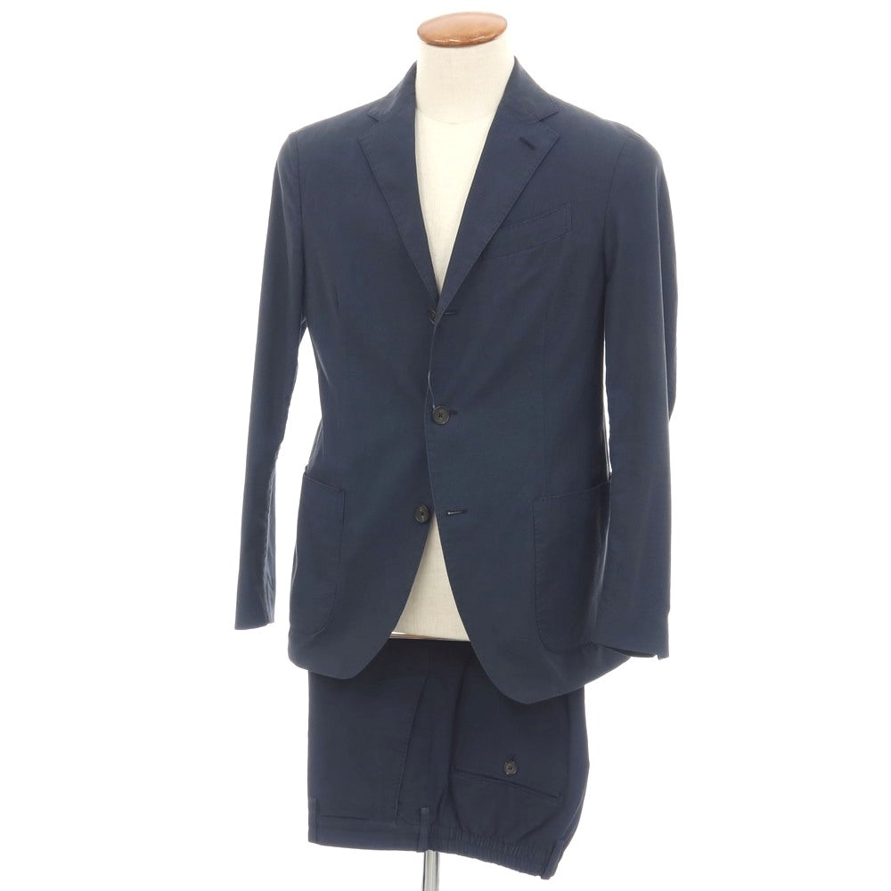 【中古】ラルディーニ LARDINI easy wear コットンポリウレタン 3つボタンスーツ セットアップ ネイビー【サイズ46 REG】【 状態ランクD 】【 メンズ 】