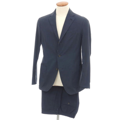 【中古】ラルディーニ LARDINI easy wear コットンポリウレタン 3つボタンスーツ セットアップ ネイビー【サイズ46 REG】【 状態ランクD 】【 メンズ 】