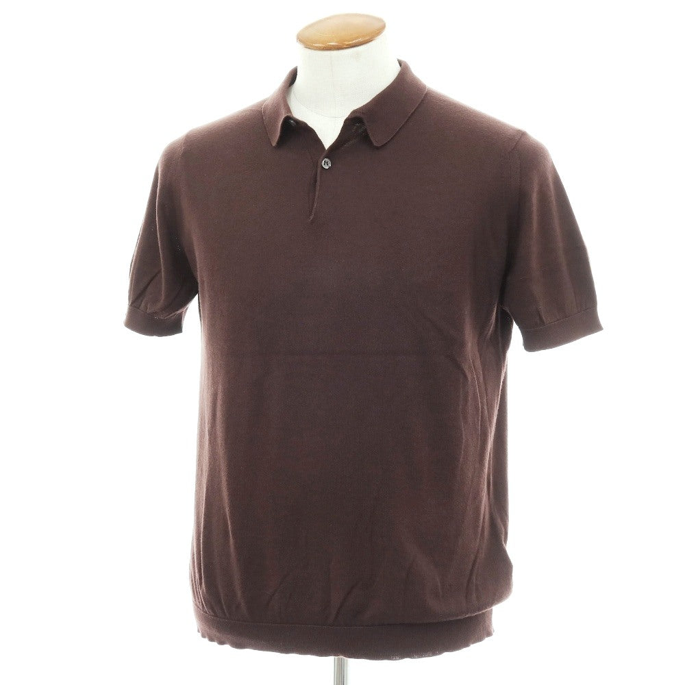【中古】ジョンスメドレー JOHN SMEDLEY ハイゲージ シーアイランドコットン 半袖 ポロニット ブラウン【サイズM】【 状態ランクB 】【 メンズ 】
