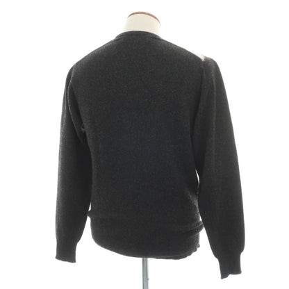 【中古】ライルアンドスコット LYLE&amp;SCOTT カシミヤ アーガイル柄 Vネック プルオーバーニット チャコールグレーxレッド【サイズ40/102】【 状態ランクB 】【 メンズ 】