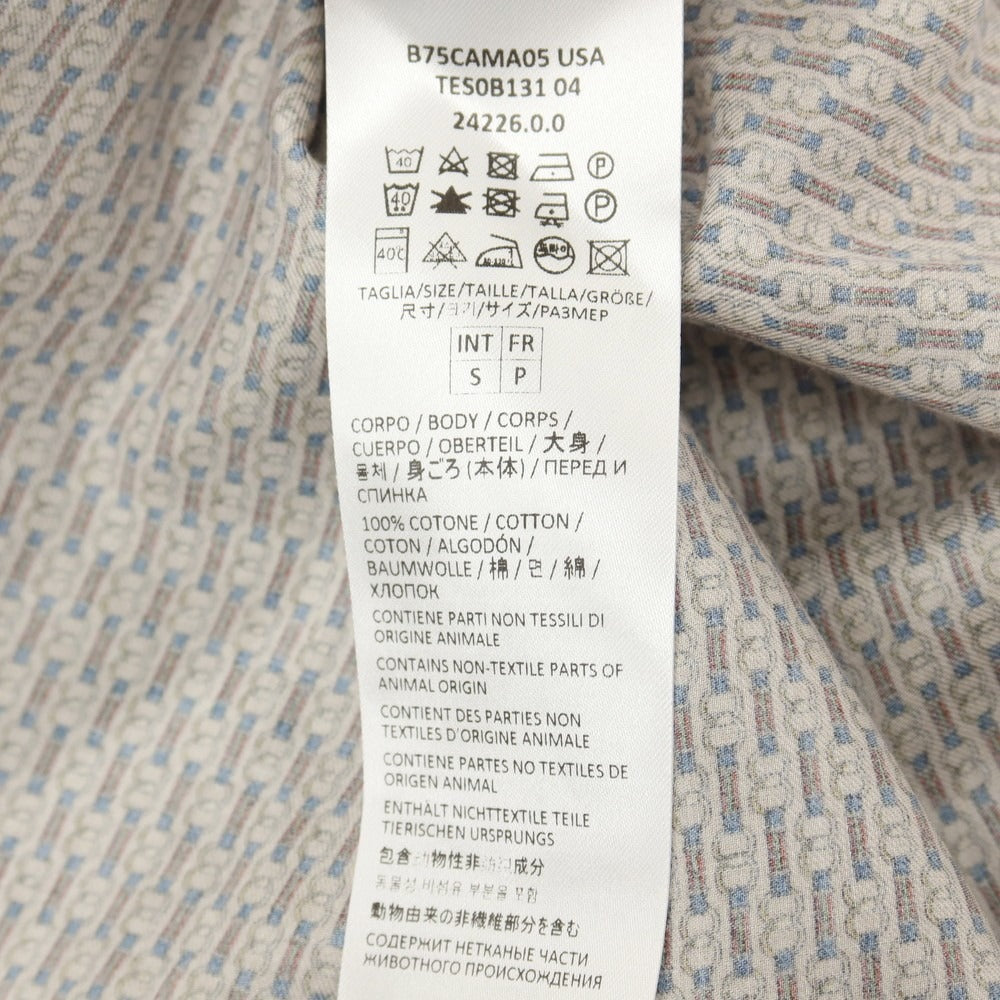 【中古】イレブンティ eleventy コットン 総柄 プリント ワイドカラー カジュアルシャツ ブラウン系【サイズS】【 状態ランクB 】【 メンズ 】
