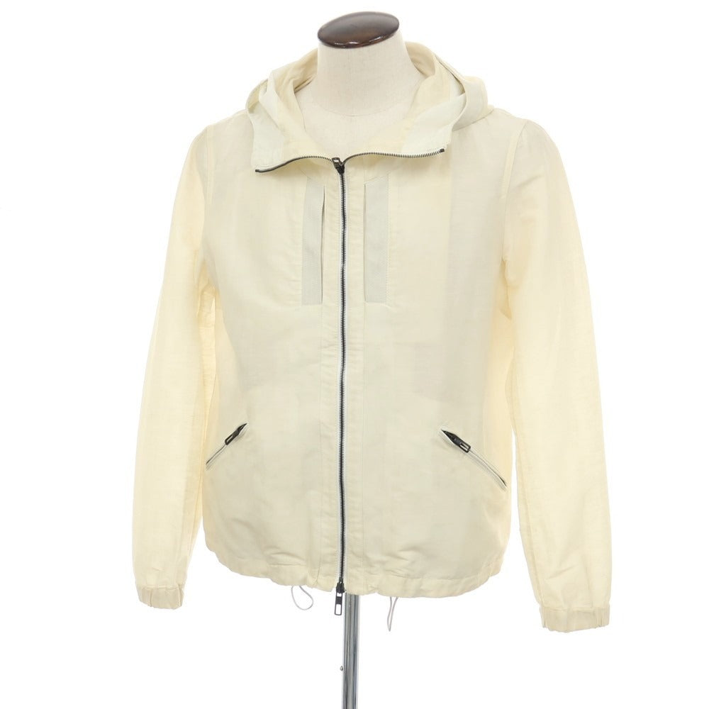 【中古】ジョルジオアルマーニ GIORGIO ARMANI リネンシルク ダブルジップ フーデッドブルゾン クリーム【サイズ50】【 状態ランクD 】【 メンズ 】