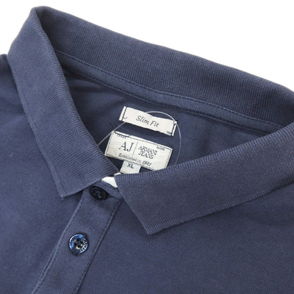【中古】アルマーニ ジーンズ ARMANI JEANS 鹿の子調 ストレッチ コットン 半袖ポロシャツ ネイビー【サイズXL】【 状態ランクC 】【 メンズ 】