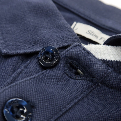 【中古】アルマーニ ジーンズ ARMANI JEANS 鹿の子調 ストレッチ コットン 半袖ポロシャツ ネイビー【サイズXL】【 状態ランクC 】【 メンズ 】