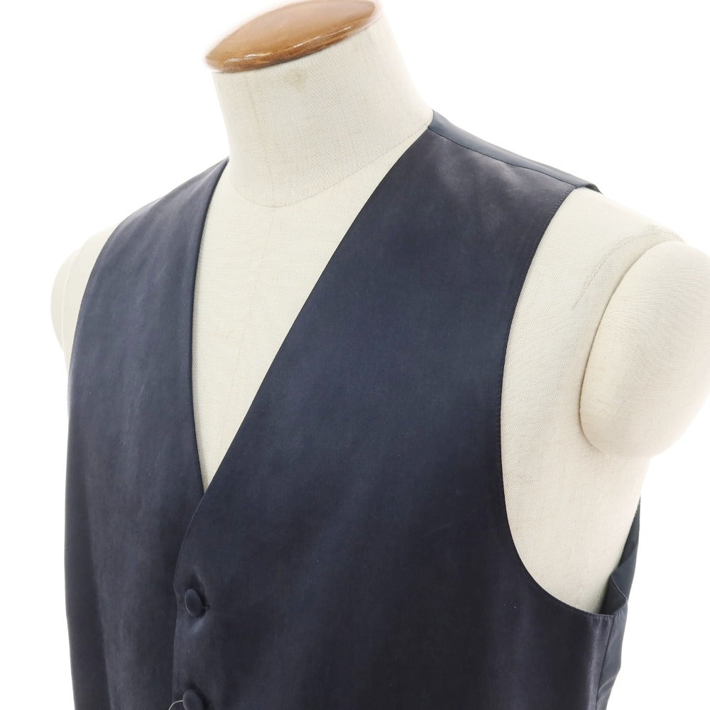 【中古】ヴァレンティノ ガラヴァーニ Valentino Garavani シルク ドレス系ジレ ベスト ネイビー【サイズ50】【 状態ランクC 】【 メンズ 】