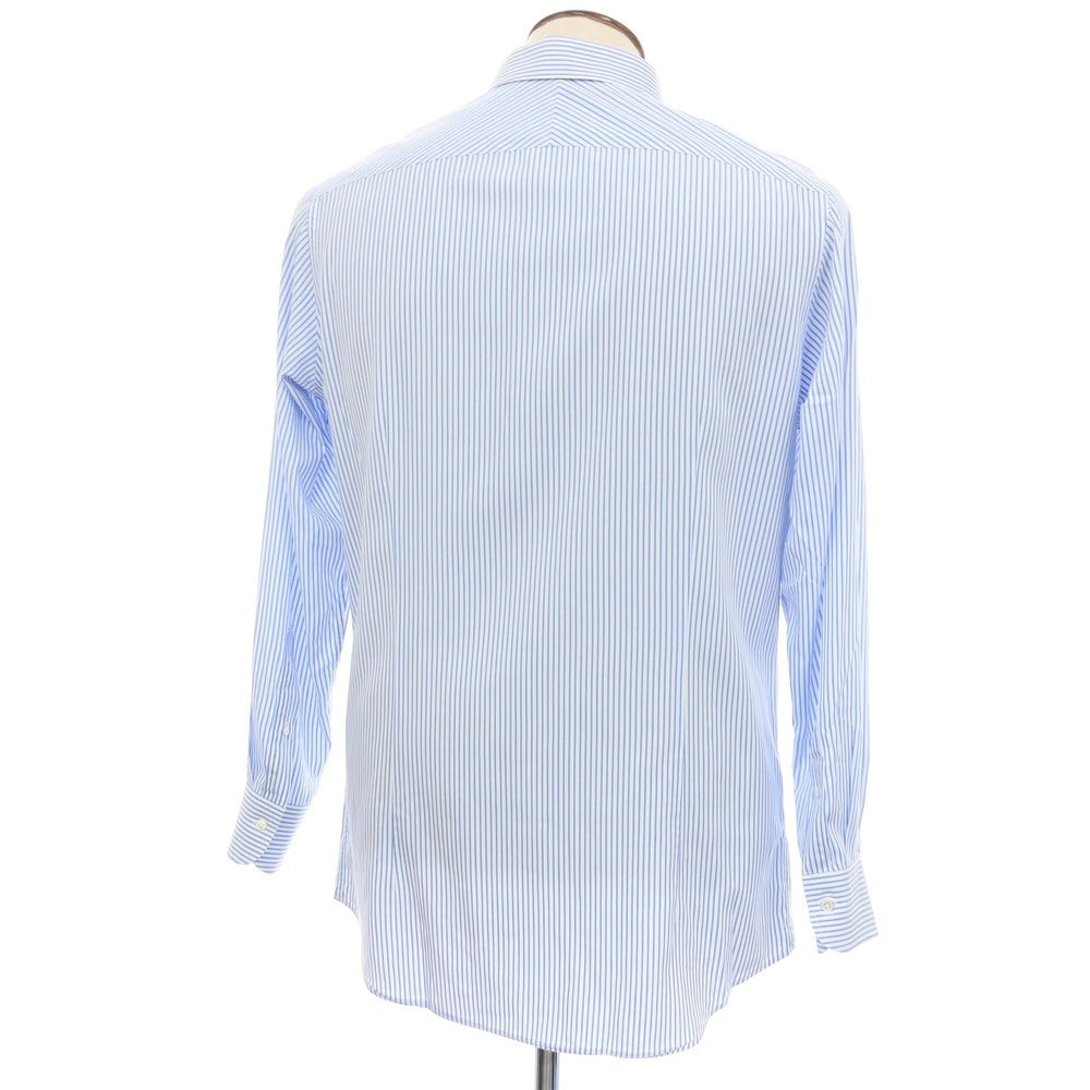 【中古】カミチャニスタ CAMICIANISTA コットン ストライプ セミワイドカラー ドレスシャツ ブルーxホワイト【サイズ42】【 状態ランクB 】【 メンズ 】